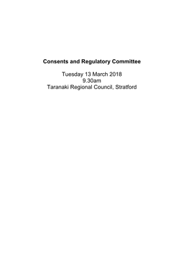 Consents & Regulatory Committee Agenda March 2018