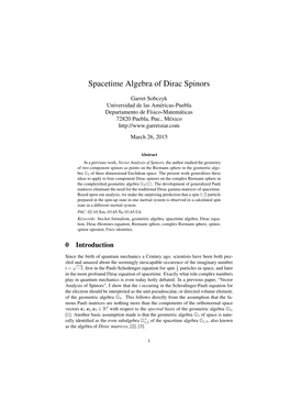 Spacetime Algebra of Dirac Spinors