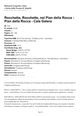 Pian Della Rocca - Pian Della Rocca - Cala Galera