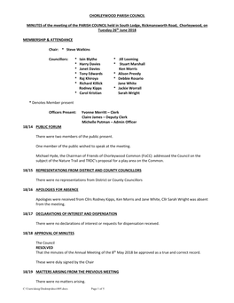 CHORLEYWOOD PARISH COUNCIL MINUTES of the Meeting of The