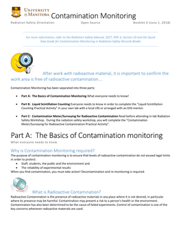 Contamination Monitoring Part A