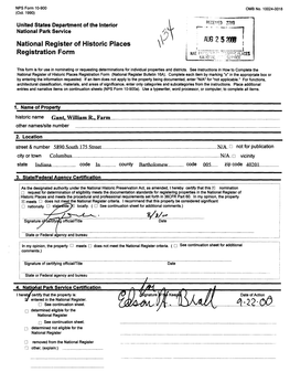 AUS2520W National Register of Historic Places Registration Form NAT PF!N Tv--? •'" •'•-Tpdir PLACES NATIONAL I'""; SERVICE