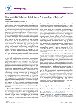 How Useful Is 'Religious Belief' in the Anthropology of Religion?