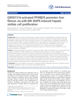 GW501516-Activated Pparβ/Δ Promotes Liver Fibrosis Via P38-JNK