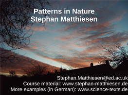 Patterns in Nature Stephan Matthiesen