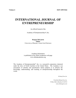 International Journal of Entrepreneurship