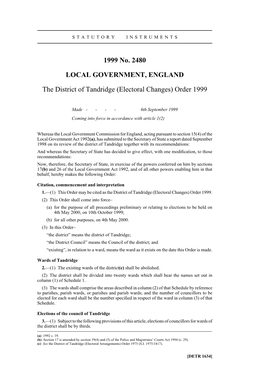 1999 No. 2480 LOCAL GOVERNMENT, ENGLAND The