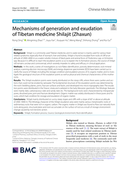 Mechanisms of Generation and Exudation of Tibetan Medicine Shilajit