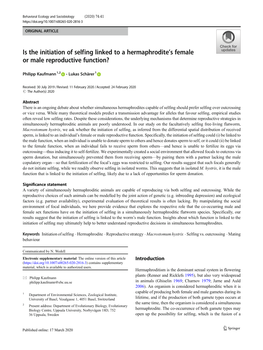 Is the Initiation of Selfing Linked to a Hermaphrodite's Female Or Male