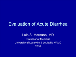 Evaluation of Acute Diarrhea