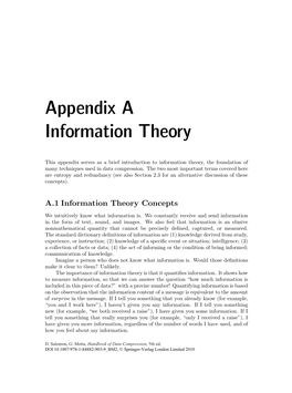 Appendix a Information Theory