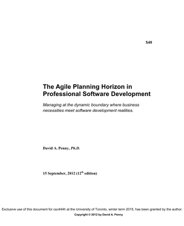 The Agile Planning Horizon in Professional Software Development