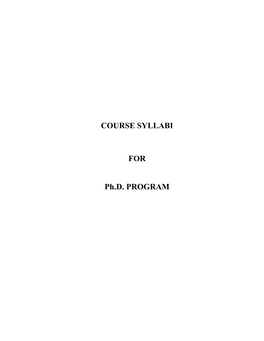 Ph.D. Syllabi 2019