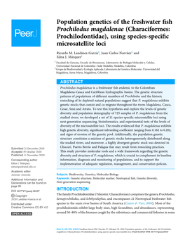 Population Genetics of the Freshwater Fish Prochilodus Magdalenae