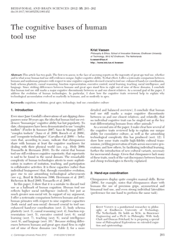 The Cognitive Bases of Human Tool Use