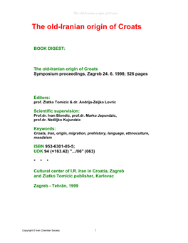 The Old-Iranian Origin of Croats