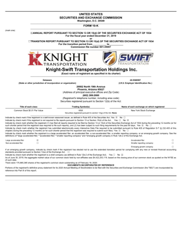 Knight-Swift Transportation Holdings Inc. (Exact Name of Registrant As Specified in Its Charter) ______