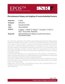 Percutaneous Biopsy and Staging of Musculoskeletal Tumors