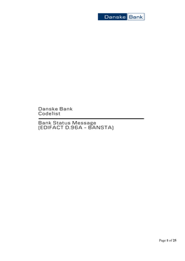 Danske Bank Codelist Bank Status Message (EDIFACT D.96A – BANSTA)