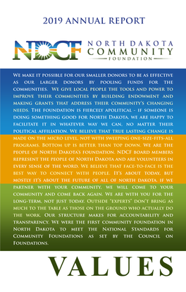 NDCF 2019 ANNUAL REPORT | PAGE 5 NDCF 2019 At-A-Glance Here Are Some Highlights from 2019!