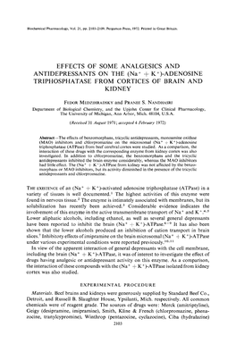 Na+ + K+)-ADENOSINE TRIPHOSPHATASE from CORTICES of BRAIN and KIDNEY