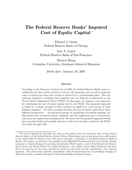 The Federal Reserve Banks' Imputed Cost of Equity Capital ¤