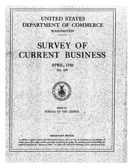 Survey of Current Business April 1930