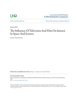 The Influence of Television and Film on Interest in Space and Science