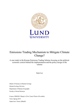 Emissions Trading Mechanism to Mitigate Climate Change?