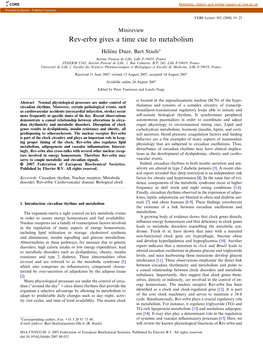 Rev-Erba Gives a Time Cue to Metabolism