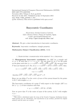 Francisco Javier García Capitán, Barycentric Coordinates, Pp.32-48