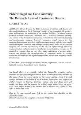 Pieter Bruegel and Carlo Ginzburg: the Debatable Land of Renaissance Dreams