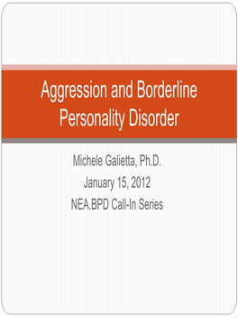 Aggression and Borderline Personality Disorder
