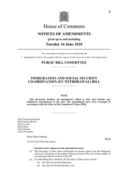 1 Notices of Amendments