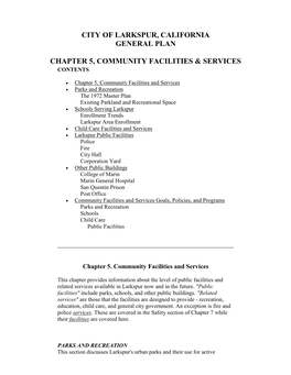 Chapter 5, Community Facilities & Services Contents