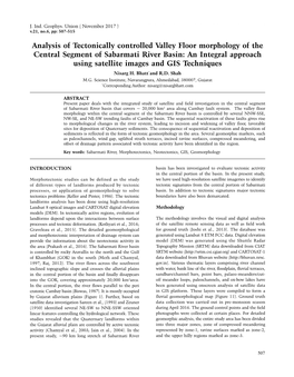 Analysis of Tectonically Controlled Valley Floor Morphology of The