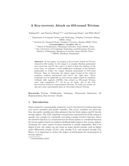 A Key-Recovery Attack on 855-Round Trivium