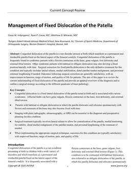 Management of Fixed Dislocation of the Patella