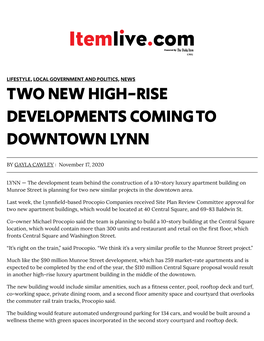 Two New High-Rise Developments Coming to Downtown Lynn