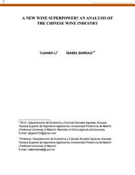 An Analysis of the Chinese Wine Industry