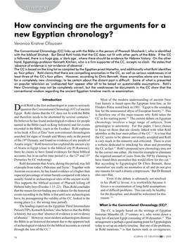 How Convincing Are the Arguments for a New Egyptian Chronology? Veronica Kristine Olaussen