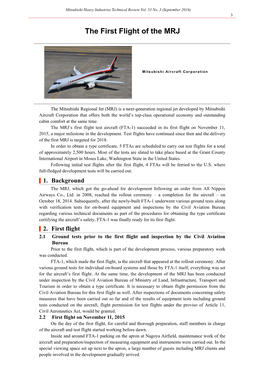 The First Flight of the MRJ,Mitsubishi Heavy Industries Technical Review