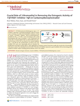 Estradiol Ren�E Maltais, Diana Ayan, and Donald Poirier*