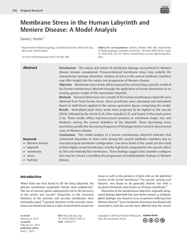 Membrane Stress in the Human Labyrinth and Meniere Disease: a Model Analysis