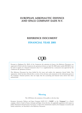 European Aeronautic Defence and Space Company Eads Nv Reference