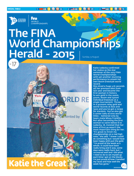 The FINA World Championships Herald-2015 Sunday, August 9, 2015 INDIVIDUAL AWARDS Dusko Pijetlovic (Serbia) - MVP