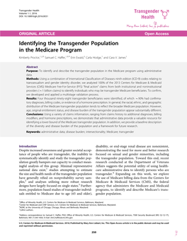 Identifying the Transgender Population in the Medicare Program