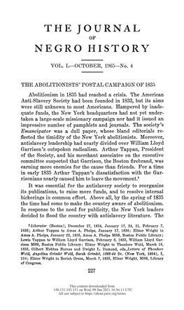 The Abolitionists' Postal Campaign of 1835