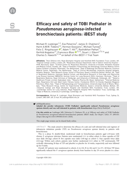 Efficacy and Safety of TOBI Podhaler in Pseudomonas Aeruginosa-Infected Bronchiectasis Patients: Ibest Study