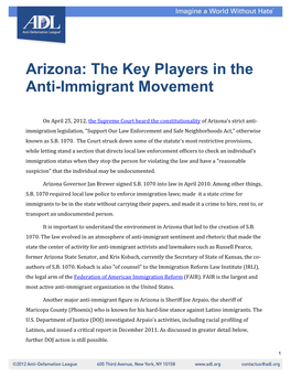 Arizona: the Key Players in the Anti-Immigrant Movement
